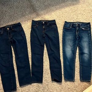 Womens American Eagle outfitters three pairs jeggings crop jeans sz 4 regular